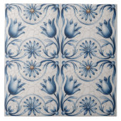 Blue Dutch Delft Pattern  Tegeltje (Voorkant)