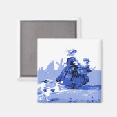 Blue Dutch Girl Dog en Chicken Magneet (Voorkant / Achterkant)