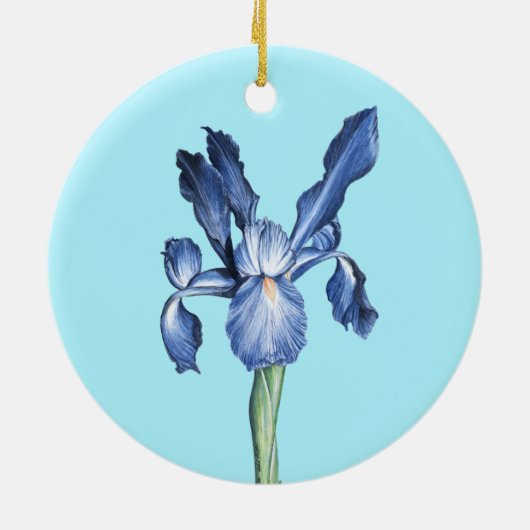 Blue Dutch Iris - Keramisch Ornament (Achterkant)
