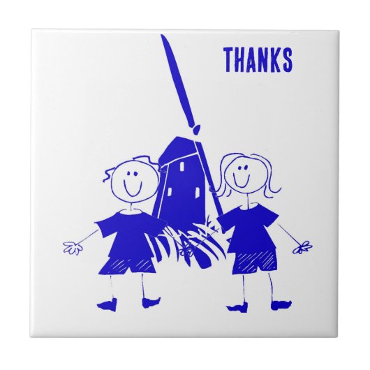 Blue Dutch Stick Kinder Tegeltje (Voorkant)