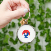 Blue Eagle Silhouette met Red Moon Sleutelhanger (Hand)