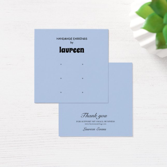  Blue Earring Display Square Business Card Vierkante Visitekaartjes (Bureau)