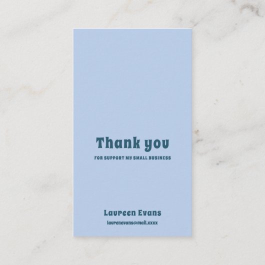 Blue Earring Display Visitekaartje (Achterkant)