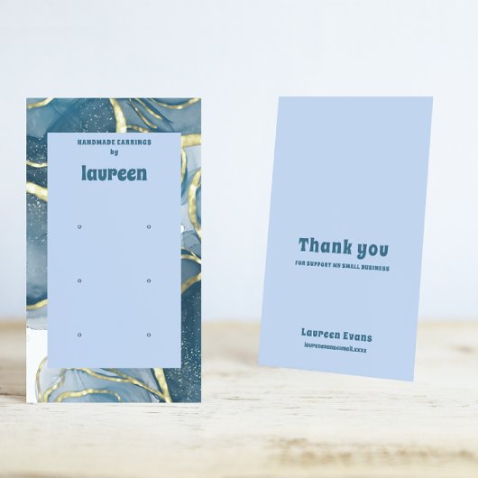 Blue Earring Display Visitekaartje