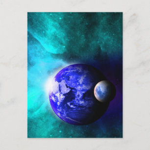 Blue Earth Maan Ruimte Briefkaart