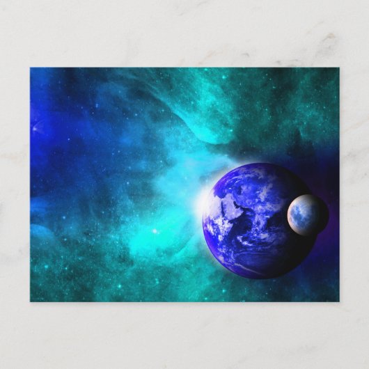 Blue Earth Maan Ruimte Briefkaart (Voorkant)