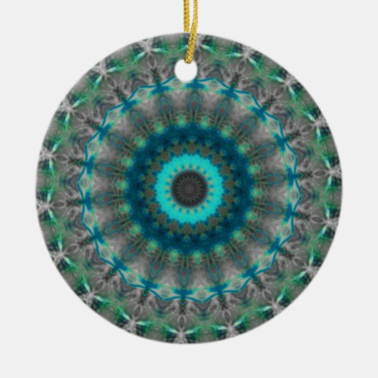 Blue Earth Mandala Kaleidoscoop patroon Keramisch Ornament (Voorkant)