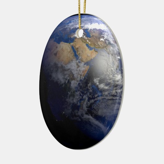 Blue Earth van Space Inspirerend Keramisch Ornament (Links)