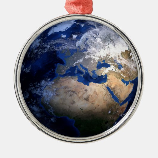 Blue Earth van Space Inspirerend Wereldbol Wereld Metalen Ornament (Voorkant)