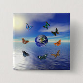 Blue Earth Vlinders Knop Vierkante Button 5,1 Cm (Voorkant)