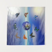 Blue Earth Vlinders Tapijt Wandkleed (Voorkant (horizontaal))