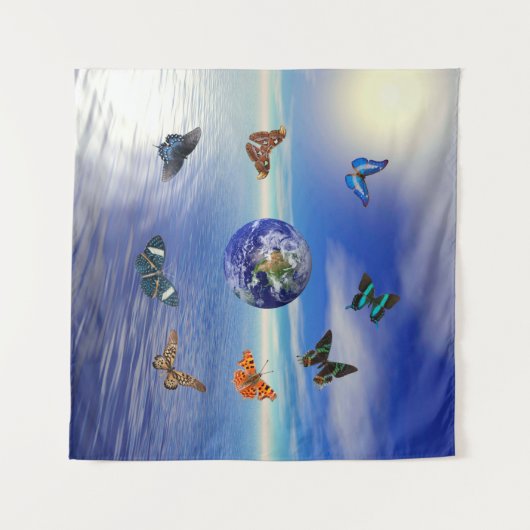 Blue Earth Vlinders Tapijt Wandkleed (Voorkant (horizontaal))