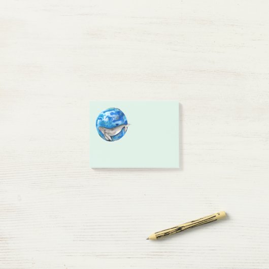 Blue Earth Whale Post-it® Notes (Op bureau)
