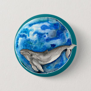 Blue Earth Whale Ronde Button 5,7 Cm