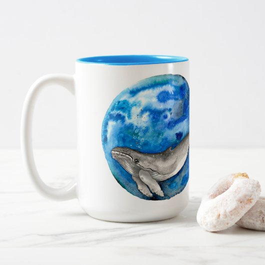 Blue Earth Whale Tweekleurige Koffiemok (Met donut)