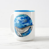 Blue Earth Whale Tweekleurige Koffiemok (Voorkant links)