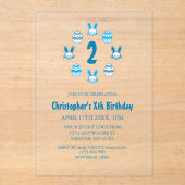 Blue Easter 2nd Birthday Acryl Uitnodigingen (Voorkant)