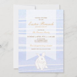 Blue Easter Brunch Bunny Invitation - Waterverf Kaart