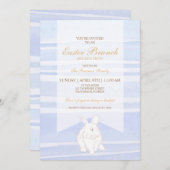 Blue Easter Brunch Bunny Invitation - Waterverf Kaart (Voorkant / Achterkant)