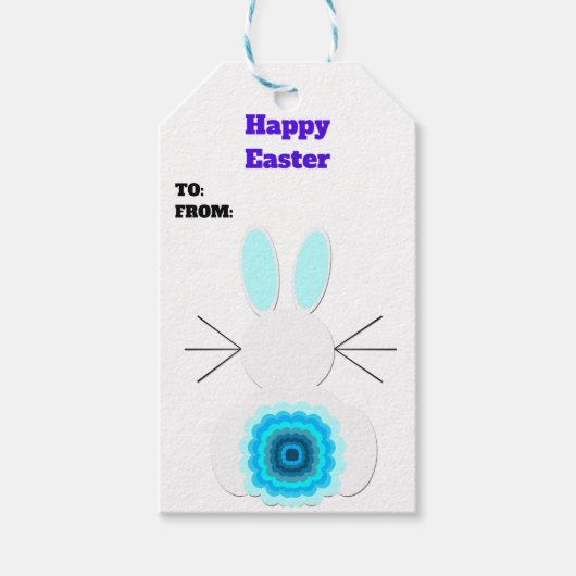 Blue Easter Bunny Cadeaulabel (Voorkant)