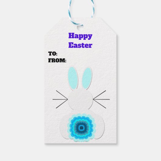 Blue Easter Bunny Cadeaulabel (Achterkant)