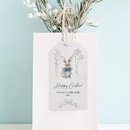 Blue Easter Bunny Cadeaulabel