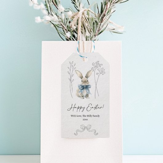 Blue Easter Bunny Cadeaulabel