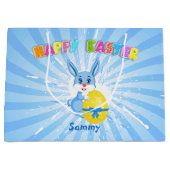 Blue Easter Bunny-Cartoon Large Cadeautasje (Voorkant)