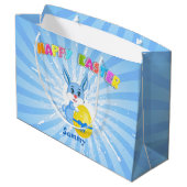 Blue Easter Bunny-Cartoon Large Cadeautasje (Achterkant Gekanteld)