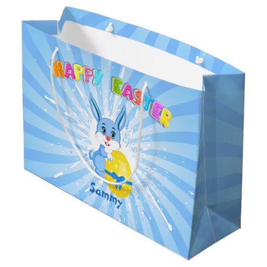 Blue Easter Bunny-Cartoon Large Cadeautasje (Achterkant Gekanteld)