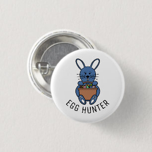 Blue Easter Bunny, Egg Hunter Ronde Button 3,2 Cm
