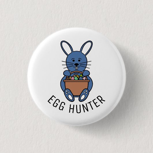Blue Easter Bunny, Egg Hunter Ronde Button 3,2 Cm (Voorkant)