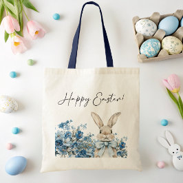 Blue Easter Bunny Tote Bag