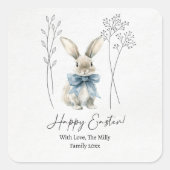 Blue Easter Bunny Vierkante Sticker (Voorkant)