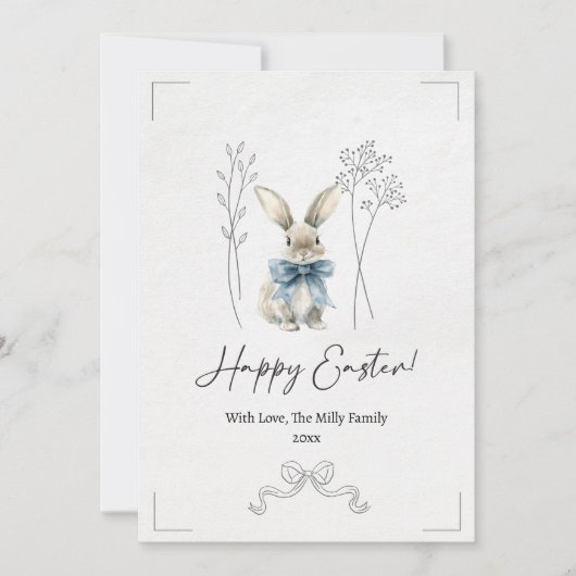 Blue Easter Bunny Wenskaart Kaart (Voorkant)