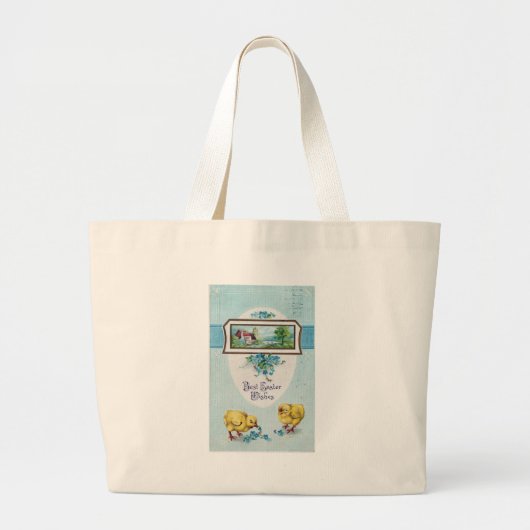 Blue Easter Chicks 1913 poststempel Grote Tote Bag (Voorkant)