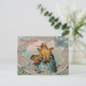 Blue Easter Egg en Chicks Briefkaart (Staand voorkant)