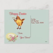 Blue Easter Egg en Chicks Briefkaart (Achterkant)