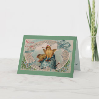 Blue Easter Egg en Chicks Wenskaart Feestdagen Kaart