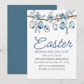 Blue Easter Egg Hunt Brunch Kaart (Voorkant / Achterkant)