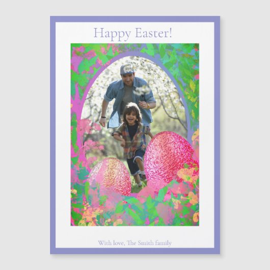 Blue Easter Egg Hunt Magnetische Kaart (Voorkant)