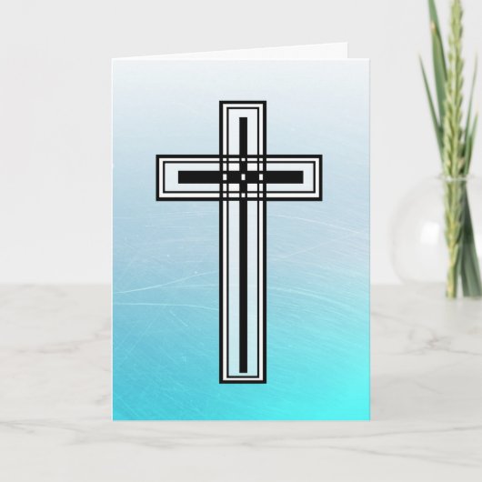 Blue Easter Religious Cross- en Quote Card Feestdagen Kaart (Voorkant)