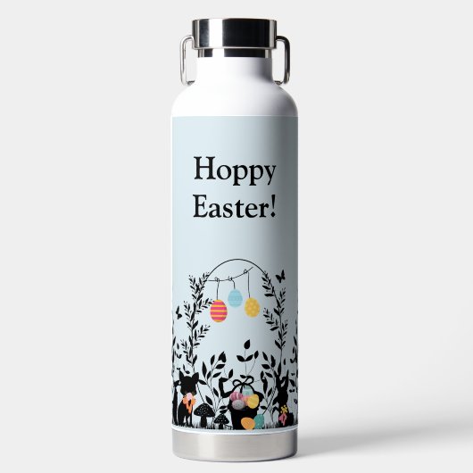 Blue Easter Silhouette Water Flacon Waterfles (Voorkant)