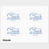 Blue Eat Drink en Be Married Favor Stickers (Vel)
