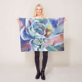 Blue Echeveria Succulent Fleece Blanket, 3 maten