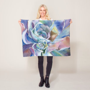 Blue Echeveria Succulent Fleece Blanket, 3 maten