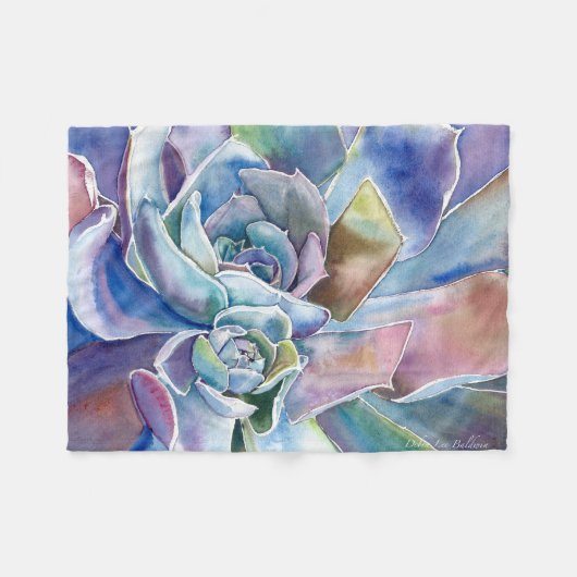 Blue Echeveria Succulent Fleece Blanket, 3 maten (Voorkant (Horizontaal))