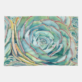 Blue Echeveria Succulent Kitchen Towel Theedoek