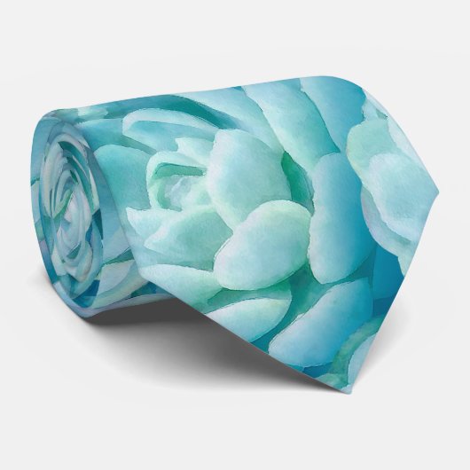 Blue Echeveria Succulents Stropdas (Opgerold)