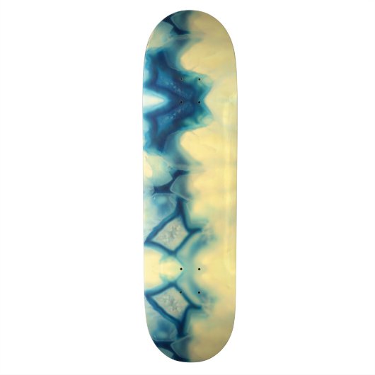 Blue Ecru Agate Geode Gemstone Crystal Pattern Skateboard (Verticaal)